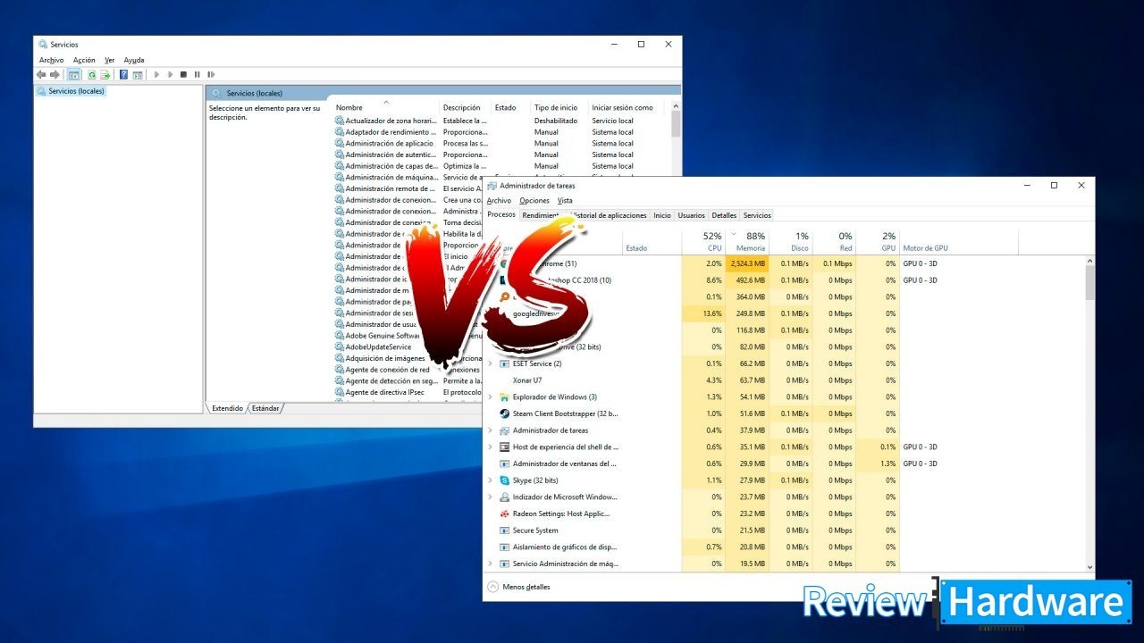 Qué diferencia hay entre procesos y servicios en Windows