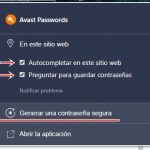 funciones de avast! passwords