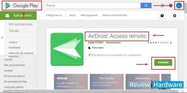 instala AirDroid a Android desde PC