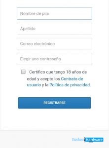 formulario de registro de la wallet de bitcoin coinbase