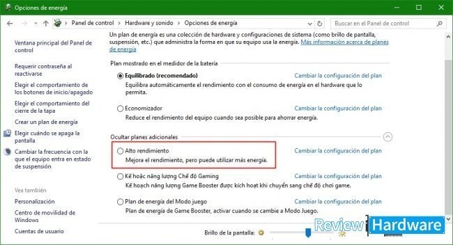 plan de energía de alto rendimiento para mejorar el fps de tus juegos