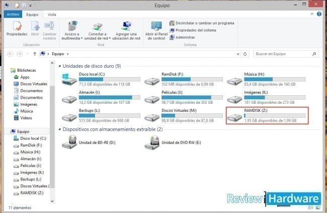 RAMdisk en el explorador