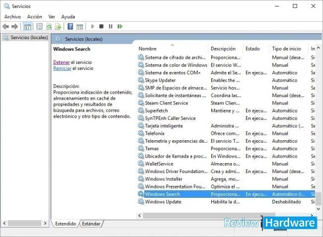 Servicios de Windows 10