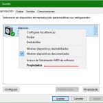 clic derecho sobre audífonos y seleccionar propiedades