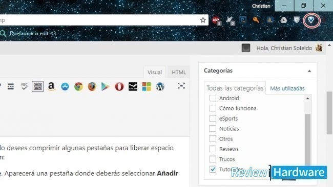 manejar las tabs desde el icono de onetab