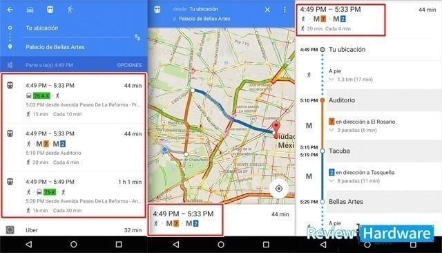 horarios de transporte público google maps móvil