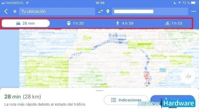 medios de transporte de google maps