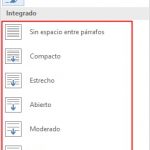 espaciados predeterminados en Word 2016